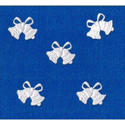 Dzwoneczki 3x2,5cm ( kmpl: 5szt ) aplikacja mieniąca ,dzwoneczki  BIAŁE / dzwonek